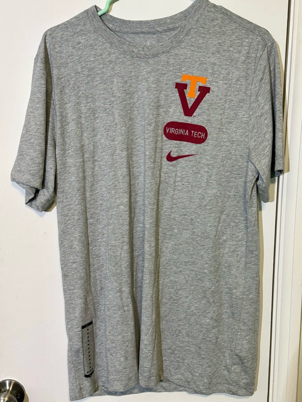 Nike Gray Virginia Tech Short Sleeve Tee with Maroon & Orange Logo